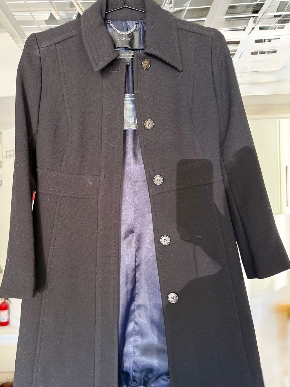 J. Crew Black Wool Blend Single-Breasted Trench Coat